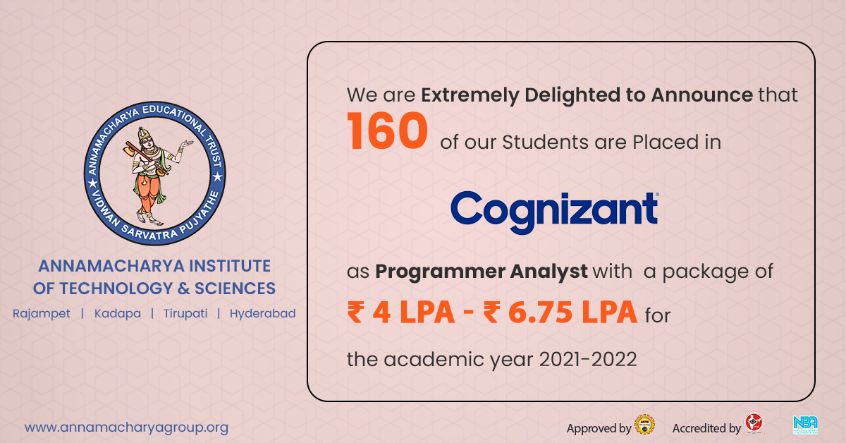 Students are placed in cognizant